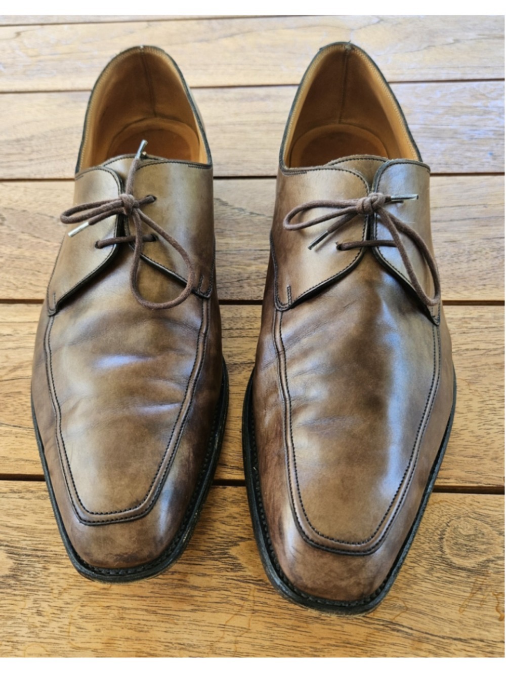 John Lobb Oakham 2-Eyelet Derby Museum Calf Brown Shoes Sz 10 1/2 EE
